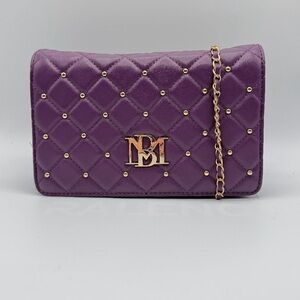 Badgley Mischka Large Crossbody Purple Quilted‎ Chain Bag